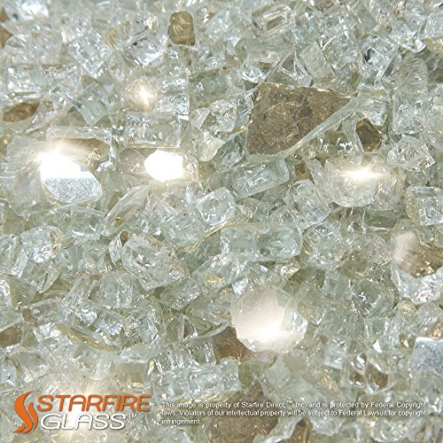 Starfire GlassÂ 20-Pound Fire Glass with Fireplace Glass and Fire Pit Glass 14-Inch Platinum Reflective Supreme