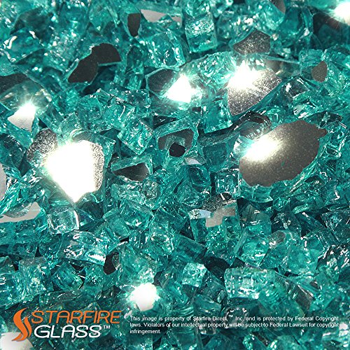 Starfire Glass® 20-pound Fire Glass With Fireplace Glass And Fire Pit Glass, 1/4-inch, Caribbean Blue (reflective