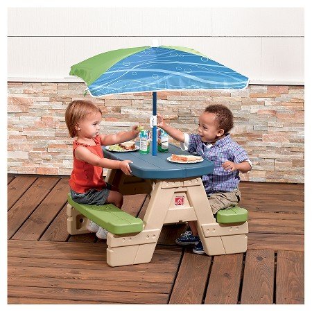 Step2 Sit and Pretend Play Picnic Table with Umbrella