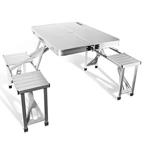 Coavas Outdoor Garden Aluminum Portable Folding Camping Picnic Table With 4 Seats