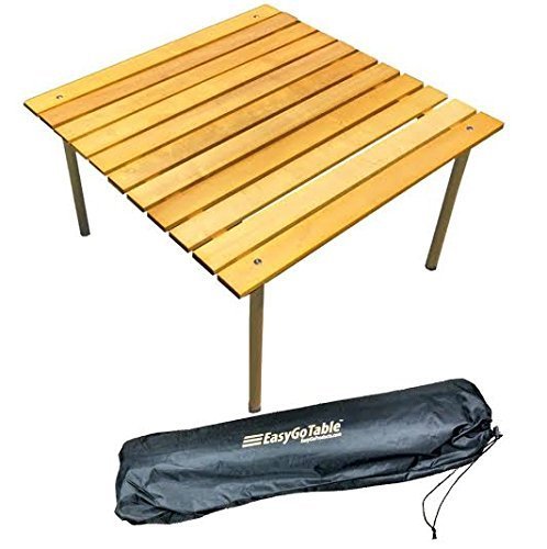 Easygo Products Portable Wood Table That Fits In A Bag 2725&quot Square Great For Camping Picnics Beach Concerts
