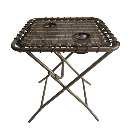 Finether Folding Side Table With Mesh Drink Holders For Patio Garden Picnics Beach Camping And Home Bronze