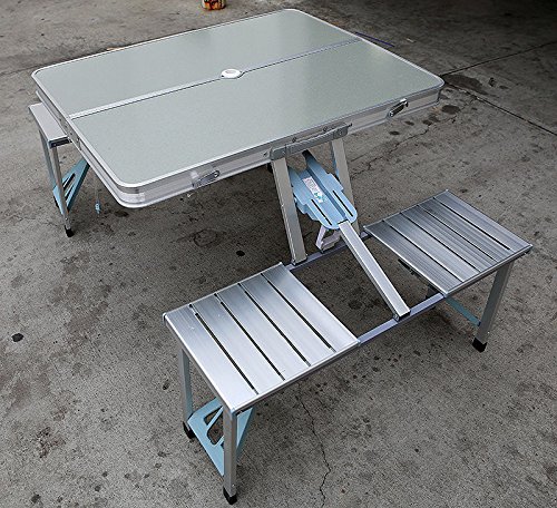 Mouse over image to zoom New Outdoor Garden Aluminum Portable Folding Camping Picnic Table With 4 Seats