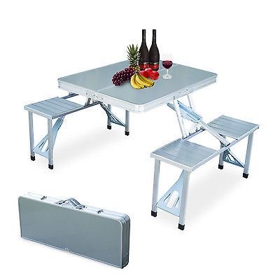 New Outdoor Garden Aluminum Portable Folding Camping Picnic Table With 4 Seats