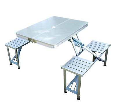 New Outdoor Garden Aluminum Portable Folding Camping Picnic Table With 4 Seats