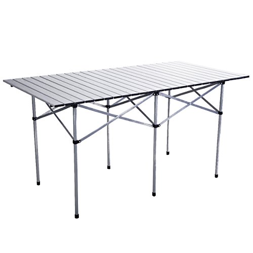 Giantex Roll Up Portable Folding Camping Square Aluminum Picnic Table Wbag 55&quot 