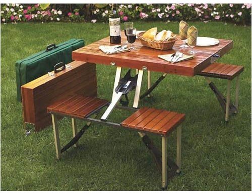 Leisure Season Wood and Aluminum Folding Picnic Table - Brown