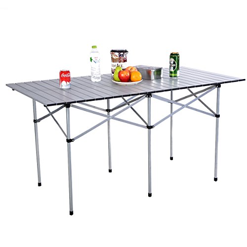 New 2PC 55 Roll Up Portable Folding Camping Square Aluminum Picnic Table with Bag
