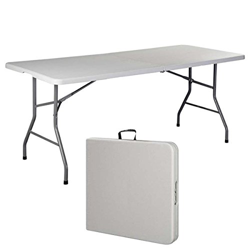 Generic JRT-AUS1-150909-1083 8-0874 Table Port 6 Folding Table Portable Plastic Camp Tables Indoor Outdoor c Indoo Picnic Party Dining Camp Tables 6 Fold