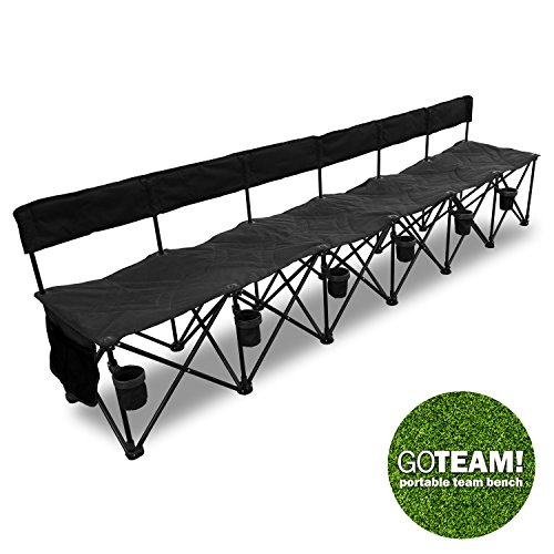 Goteam Pro 6 Seat Portable Folding Team Bench - Black