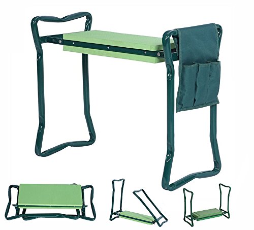 5star Foldable Garden Kneeler With Handles And Seat - Bonus Tool Pouch - Portable Garden Stool - Thick Eva Pad