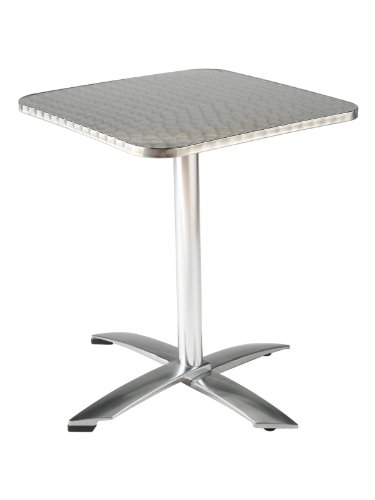 Eur&oslash Style Arden Squaretextured Stainless Top Indooroutdoor Foldable Bistro Table With Aluminum Base