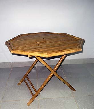 Hexagon Bamboo Foldable Table Handcrafted with Crack Resistent Solid Bamboo 40d X 40l X 30h