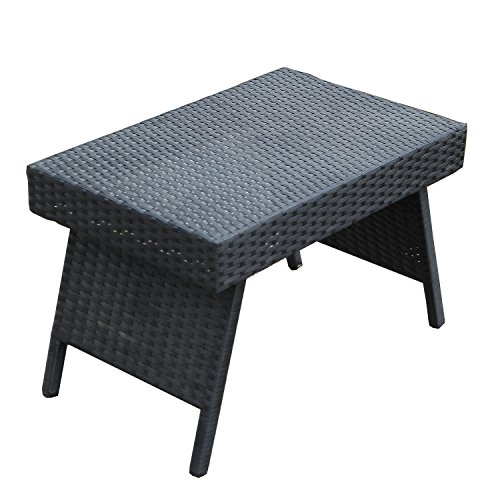 Joveco Rattan Wicker Outdoor Backyard Bistro Foldable Side Table