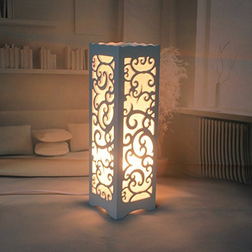 Dailyart White Table Lamp with Vine Shaped Cutout Soft Glow Style 3939138 Inches E27 bulb base Color White Model  Outdoor Hardware Store