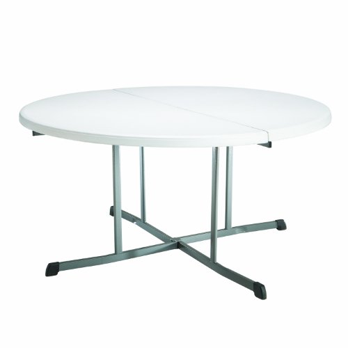 Lifetime 25402 Commercial Round Fold In Half Table 5 Feet  White Granite