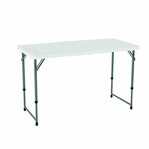 Lifetime 4428 Height Adjustable Folding Utility Table 48 By 24 Inches White Granite