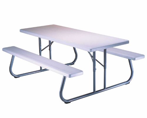 Lifetime 80215 Folding Picnic Table 6 Feet White Granite