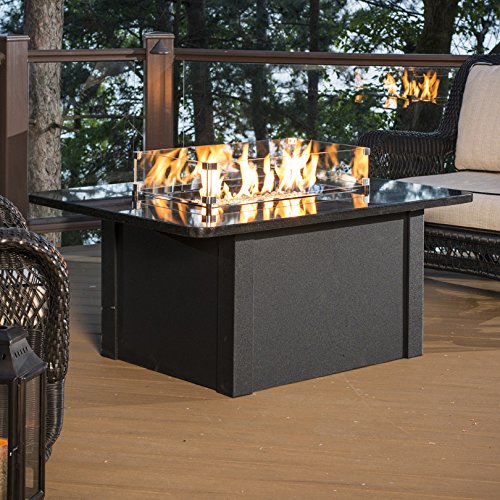 Outdoor Great Room Grandstone Crystal Fire Pit Table With Napa Valley Black Base And Absolute Black Granite Top