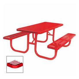 8 Extra Heavy Duty Picnic Table Diamond 96W X 70D Red