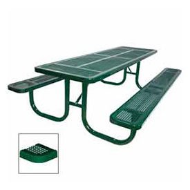 8 Extra Heavy Duty Picnic Table Perforated 96W X 70D Green