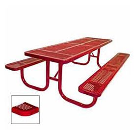 8 Extra Heavy Duty Picnic Table Perforated 96W X 70D Red