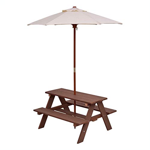 Outdoor Furniture Sets Outdoor 4-Seat Kids Picnic Table Bench with Umbrella