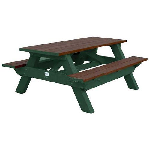 Deluxe 6 Picnic Table Brown Top BenchGreen Frame