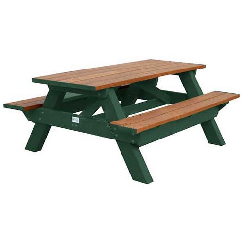 Deluxe 6 Picnic Table Cedar Top BenchGreen Frame