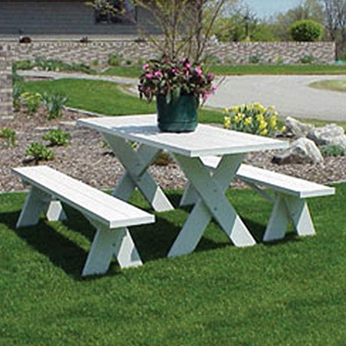 Dura-trel 6 Ft Traditional White Picnic Table With Benches