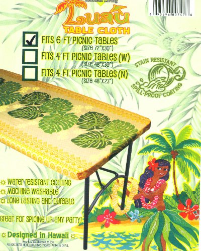 Hawaiian Tropical Picnic Tablecloth fits 6 Feet Picnic Tables Spicing Up Any Party