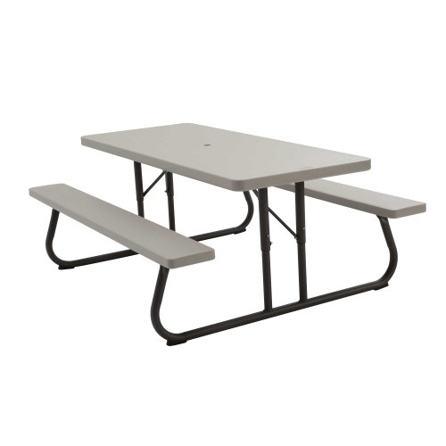 Lifetime 42119 Folding Picnic Table and Benches 6 Feet Putty Pack of 4