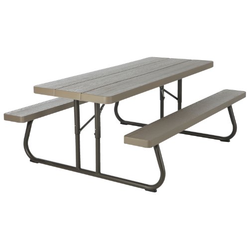 Lifetime 60105 Wood Grain Picnic Table And Benches 6 Feet