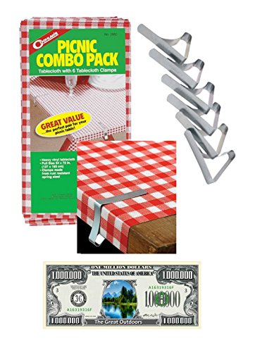 Picnic Combo Pack Tablecloth With 6 Clamps And Bonus Bill