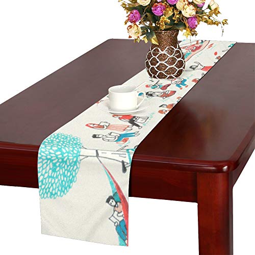 MBVFD Runners for Table Summertime People Sunbathing Beach Park Table Runners Table Runner 16x72 Inch for Dinner Parties Events Decor