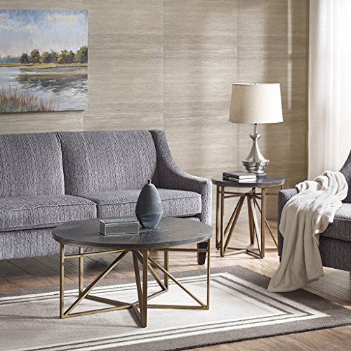 Madison Park Madison Accent Tables - Metal Wood Side Table - Black Gold Modern Style End Tables - 1 Piece Antique Bronze Small Tables For Living Room