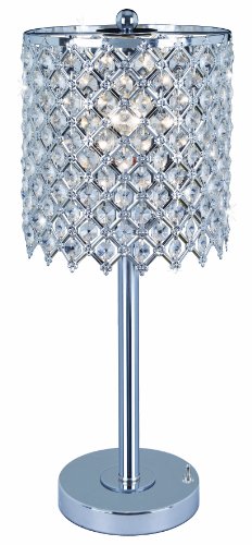 Park Madison Lighting PMT-1204-15 Eye Caring Elegant Crystal Table Lamp with Polished Chrome Finish Beautiful Hand Crafted Shade On  Off Switch on Base Perfect Bedroom or Living Room
