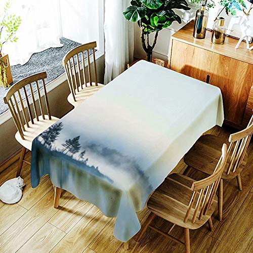 YQ Park Tablecloth Square Table Cloth Wrinkle Free Anti-Fading Nature Forest Fog Tablecloths Dust-Proof Table Cover for Kitchen Dining Party Square