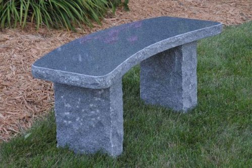 Curved Charcoal Granite Stone Boulder Bench