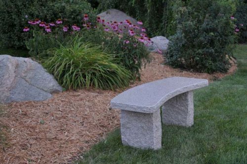 Curved Gold Granite Stone Boulder Bench