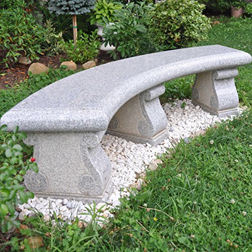 Gray Granite Large Curved Bench Park Outdoor Garden Home Landscaping Arbor BE-18