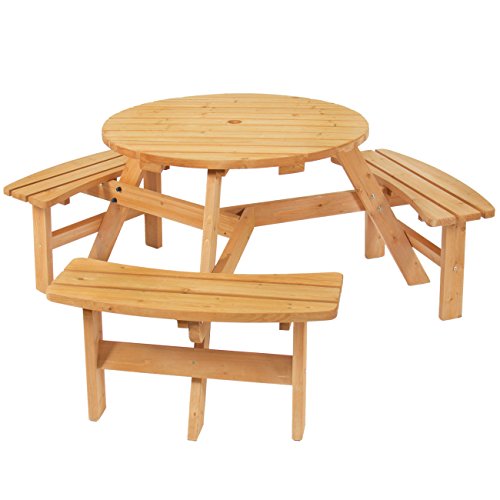 Best Choice Products Outdoor 6 Person Wood Picnic Table Set Natural Finish