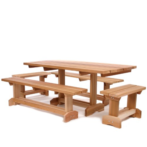 Cedar Picnic Table Outdoor Patio Set 10 Person