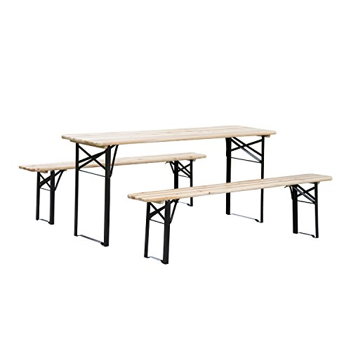 Outsunny 6ft Wooden Folding Picnic Table Set with Benches