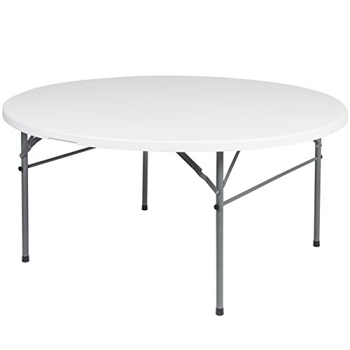 Best Choice Products Round Bi-fold Plastic Folding Kitchen Indoor Outdoor Dining Table  60&quot White