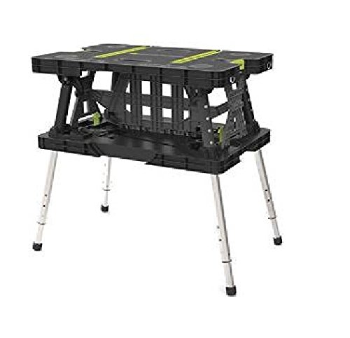 Keter 17200954 Folding Work Table Ex With Extendable Legs And 2 C-clamps Black/green 700-lb