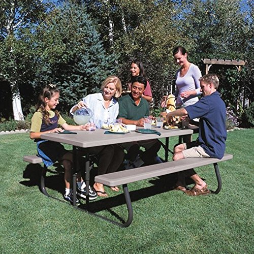 Lifetime 22119 Folding Picnic Table, 6 Feet, Putty