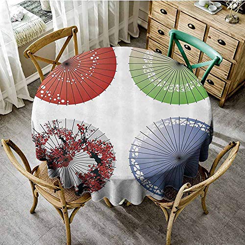 EDZEL Round Polyester Tablecloth Indoor Outdoor Camping Picnic Umbrella Figures with Rotary Leaf Floral Pattern Authentic Rain Shadow Graphic D39 Multi