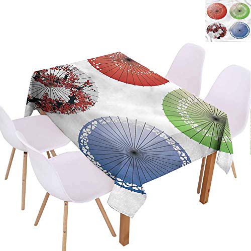 FANOEWI Creative Rectangle Tablecloth Japanese Umbrella Figures Leaves Buffet TablePartiesHoliday DinnerWeddingPicnicPatioKitchenDiningFamily Room W60 xL90