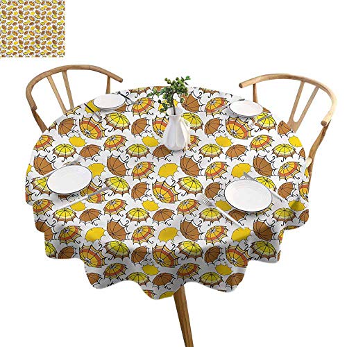 ScottDecor Outdoor Picnics Umbrella Banquet Round Tablecloth Striped in Earth Tones Diameter 50